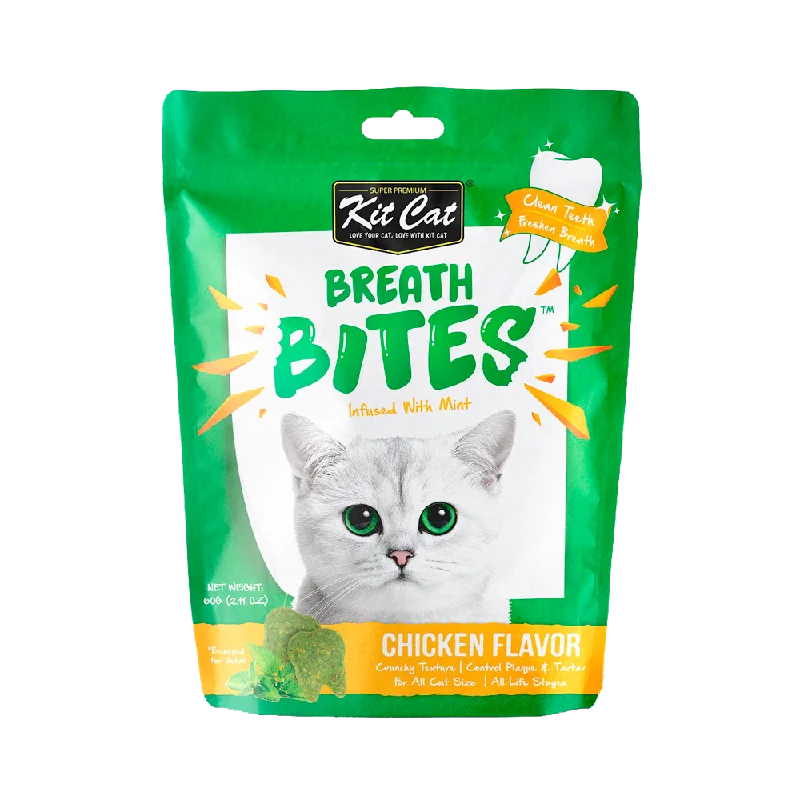    - Hairball control cat food  Kit Cat - Breath Bites Chicken Cat Treats (60g)