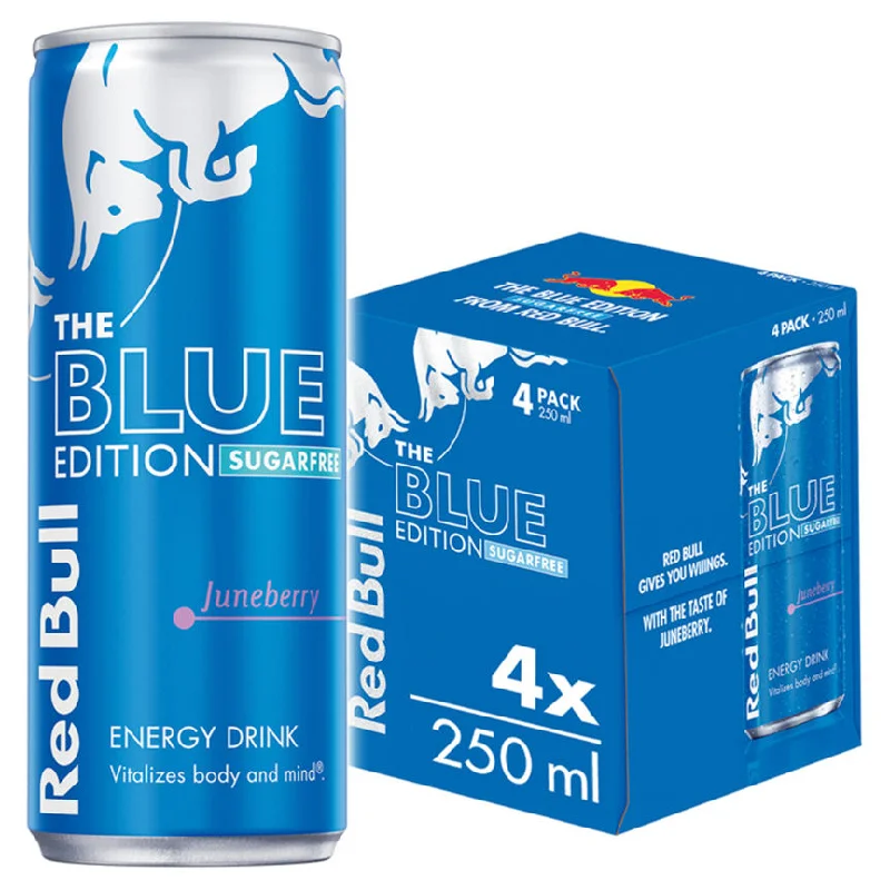 ---Red Bull Energy Drink Sugar Free The Blue Edition Cans 4x250ml