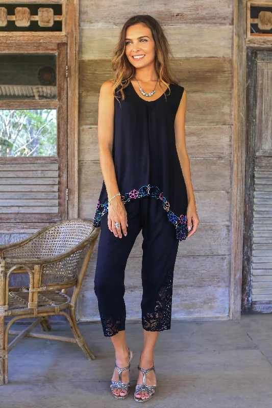 - Pregnant cat delivery room warming boxOnyx Padma Flower Floral Embroidered Rayon Pants in Onyx from Bali