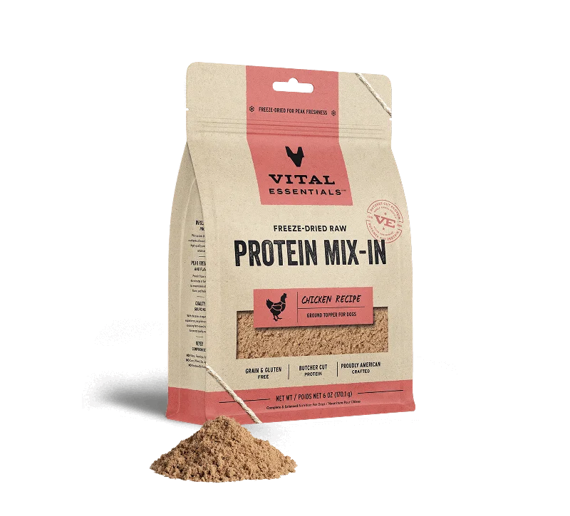 ---Vital Essentials Freeze-Dried Raw Protein Mix-In Chicken Recipe Ground Topper for Dogs