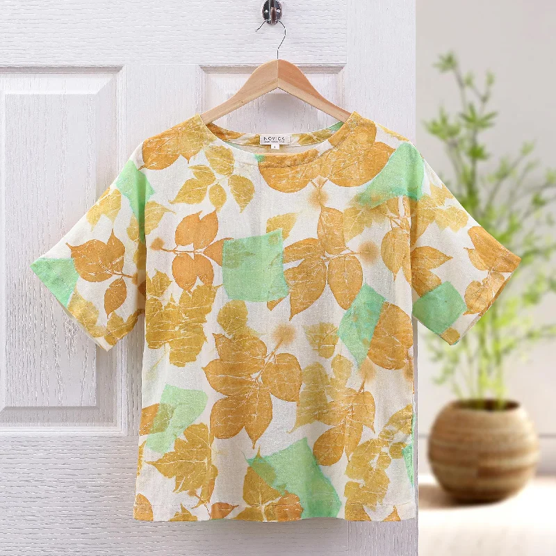 - Foldable and portable cat bagBotanical Mood Thai Botanical Ouke-Printed Cotton Blouse