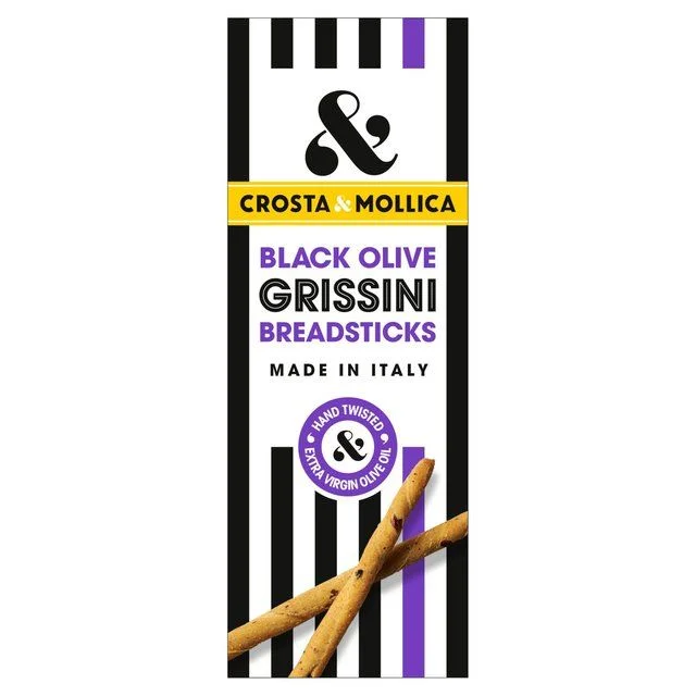 Pet ProductsCrosta & Mollica Black Olive Grissini Breadsticks   140g