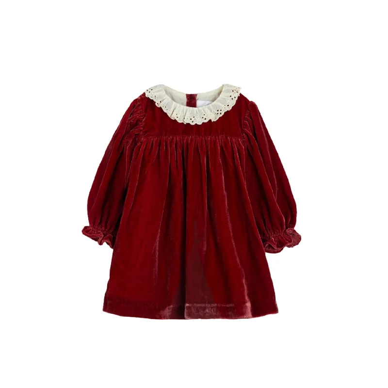 ---Cera Una Volta Red Velvet Lili Baby Dress