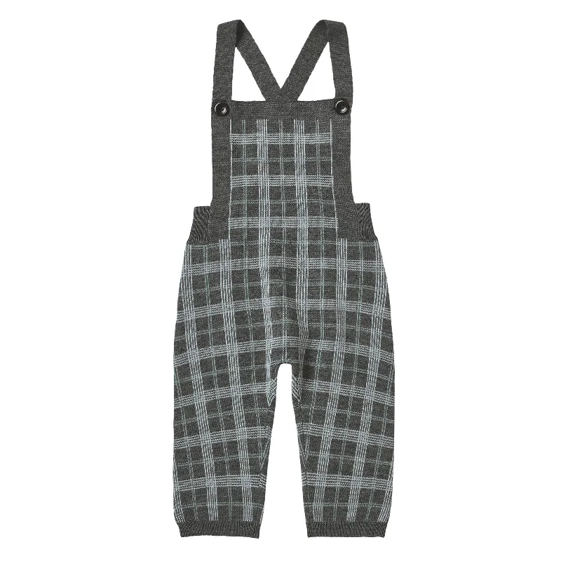 - ​​Christmas pet Christmas clothingFUB Grey Melange Checked Overalls