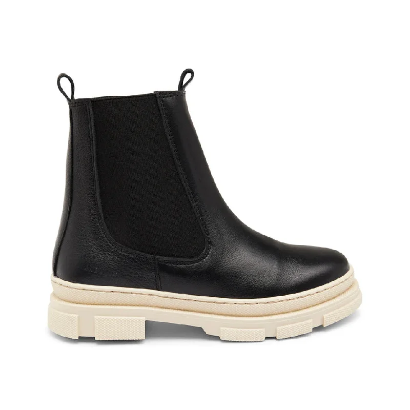 ---ANGULUS Black/White Sole Chelsea Zipper Boots