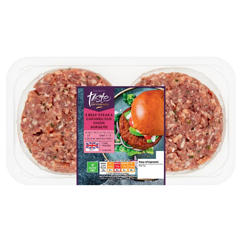 - Remote interactive pet feederSainsbury's British Beef Steak & Caramelised Onion Burgers, Taste the Difference x2 340g