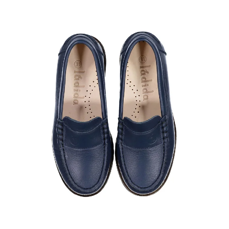 ---Ladida Shoes Blue Leather Chunky Loafer