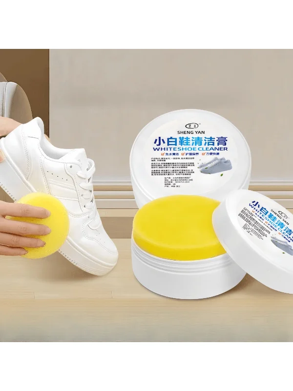 ---1 Bottle Multi-Functional White Shoe Cleaner, Whitening, Stain & Yellowing Removal, Waterless Cleaning, Suitable For Leather And Sneakers