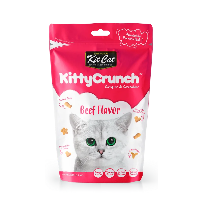    - Cat food for digestive health  Kit Cat - Kitty Crunch Beef Cat Treats (60g)