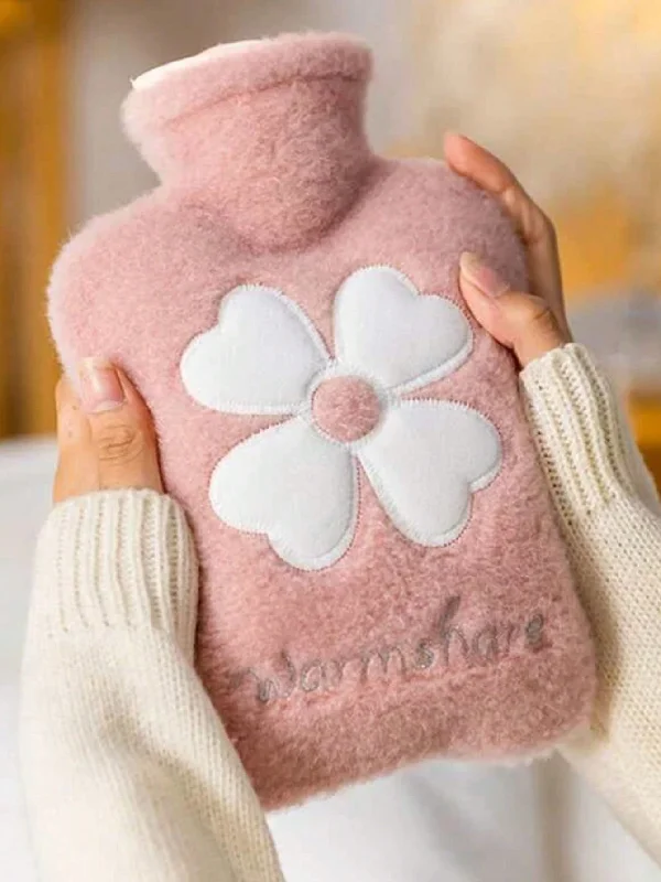 - Air box TSA certified check-in1pc Pink Flower Embroidered Plush Hot Water Bag, Suitable For Warming Belly/hands/uterus