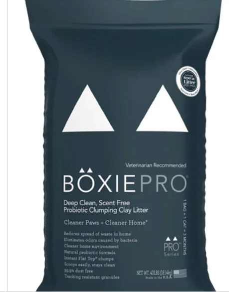 with the functions of decontamination, deodorization, and nourishment.BOXIECAT LITTER PRO SCENT-FREE WITH PROBIOTICS FLEXBOX BAG 40 LB