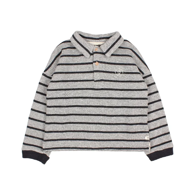  -Anti-scratch sofa protective coverBuho Grey/Navy Striped Collar Sweatshirt