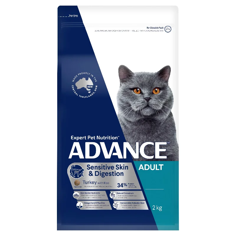    - Hypoallergenic cat food  ADVANCE - Sensitive Skin & Digestion Adult Turkey with Rice Dry Cat Food (2kg)