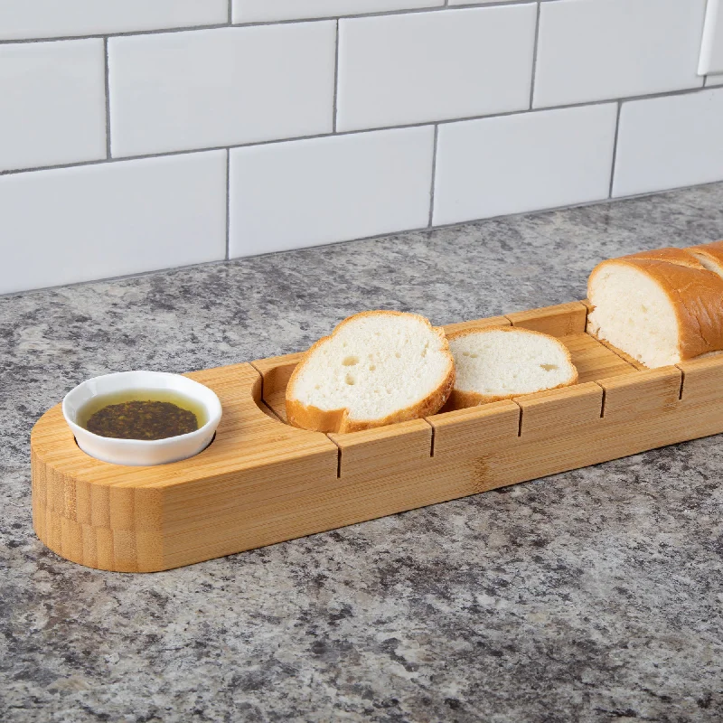 - Air box TSA certified check-inBamboo Bread Cutting Board with Dip Cup