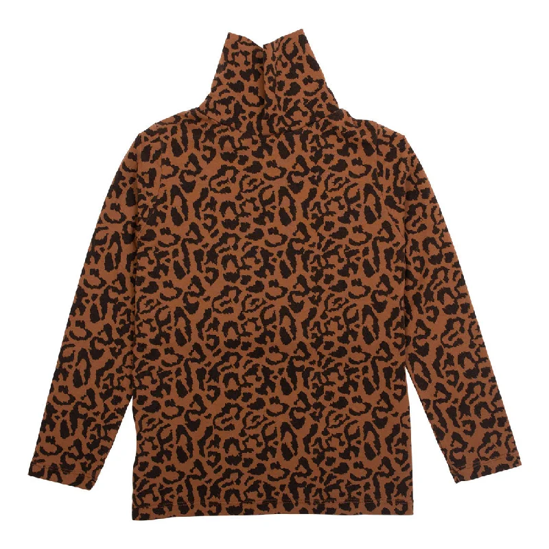 - Car dog seat beltWynken Brown Animal Print Luna Roll Neck Tee