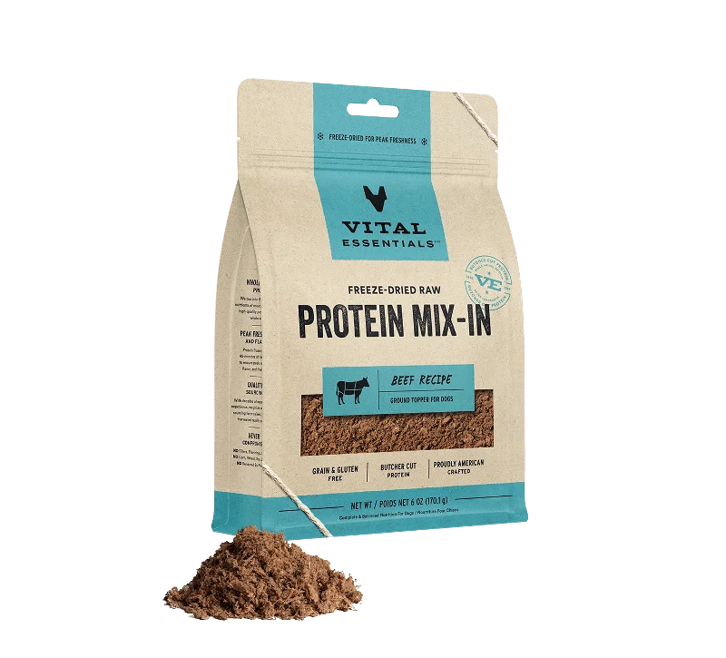 - Air box TSA certified check-inVital Essentials Freeze-Dried Raw Protein Mix-In Beef Recipe Ground Topper for Dogs