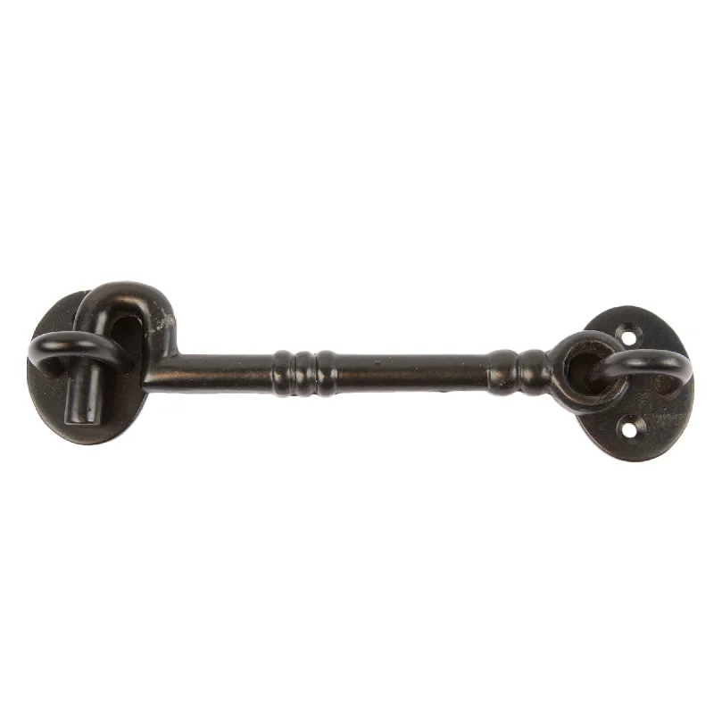 ---165mm Black Ornate Cabin Hook and Eye - By Hammer & Tongs