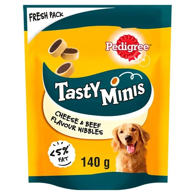 ---Pedigree Tasty Minis Cheese & Beef Nibbles Dog Treats   140g